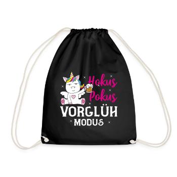 Einhorn Bier Party Hokus Pokus Vorglüh Modus - Turnbeutel - Schwarz - Vorne