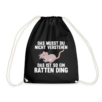 Nagetier Ratte Ratten - Turnbeutel - Schwarz - Vorne