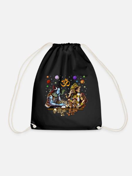Shiva vs Ganesha - Drawstring Bag - black