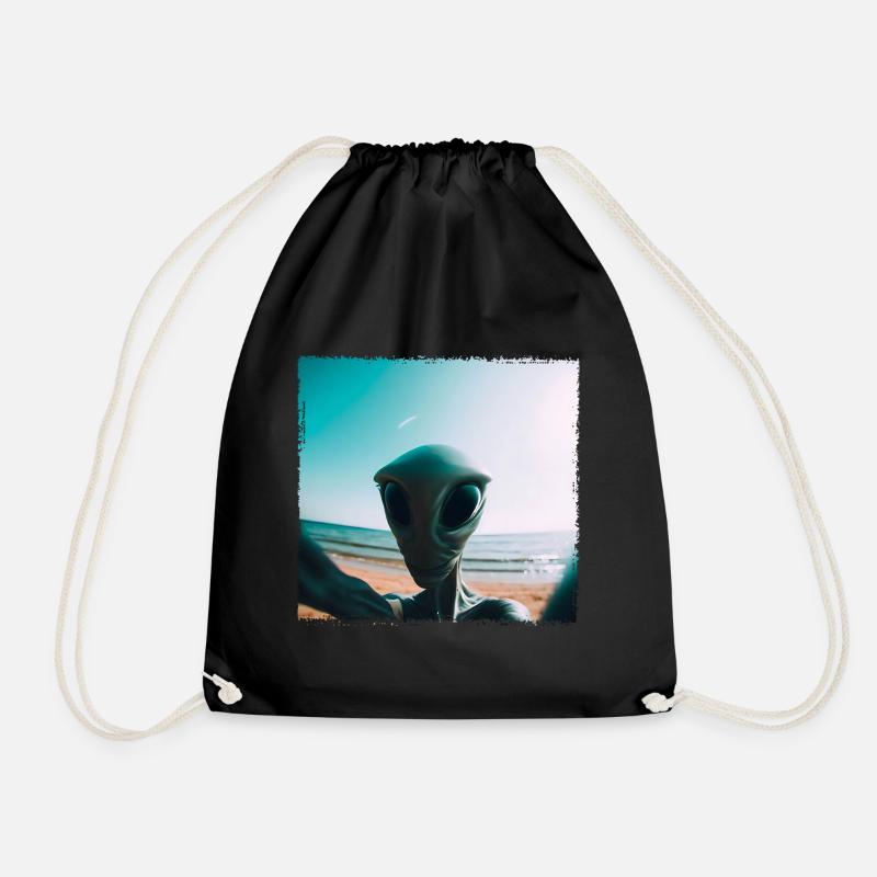Alien Beach Selfie - Turnbeutel - Schwarz