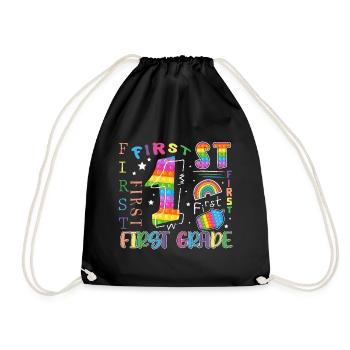 1st Grade Pop It Schoolchild - Drawstring Bag - black - Front