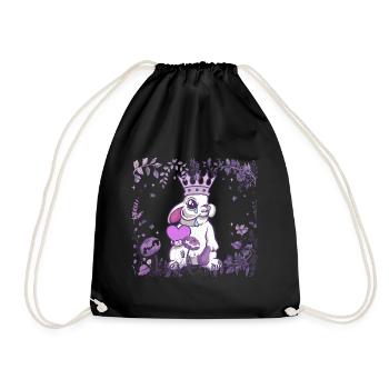 Hase König Herz Fantasy Kaninchen Märchen - Turnbeutel - Schwarz - Vorne