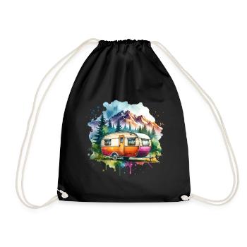 Camping Camper Caravan - Drawstring Bag - black - Front