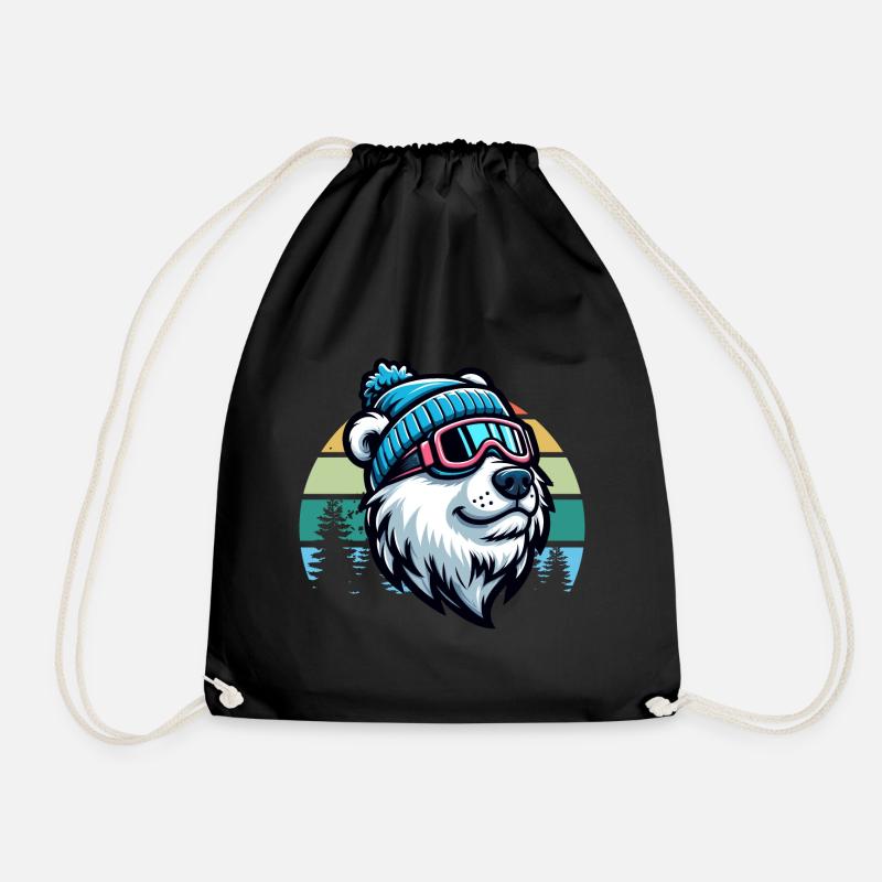Ski Bär Eisbär Skibrille Retro Skifahren Skiurlaub - Turnbeutel - Schwarz