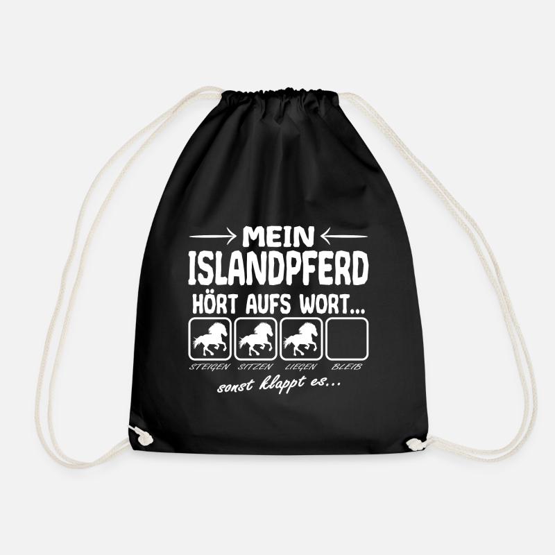 Islandpferd Hört aufs Wort Spruch Lustig - Turnbeutel - Schwarz