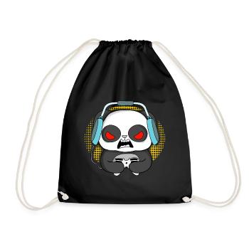 Gaming Panda Zocken Weihnachten Geburtstag Idee - Turnbeutel - Schwarz - Vorne