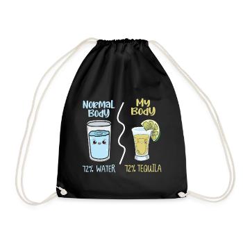 Geschenkidee Tequila Party wasser body normal - Turnbeutel - Schwarz - Vorne