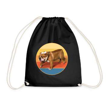 Bulldogge Hunderasse Vintage Retro Sonnenuntergang - Turnbeutel - Schwarz - Vorne