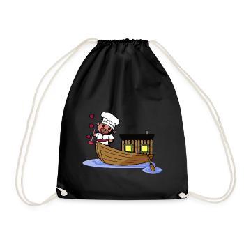 Teddybär Koch Seemann Boot Seefahrer kochen Ahoi - Turnbeutel - Schwarz - Vorne