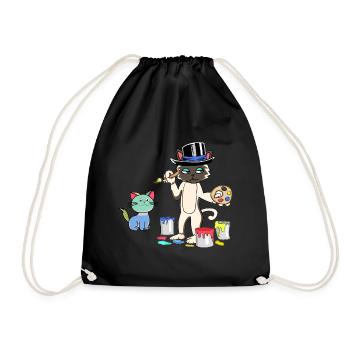 Cat Painter Master Artist Art Academy - Drawstring Bag - black - Front