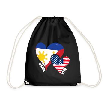 Mahal Kita Filipino American Flag Pinoy Pride - Drawstring Bag - black - Front