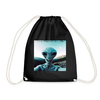 Alien selfie in the mountains - Drawstring Bag - black - Front