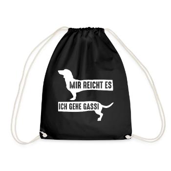 Hund Gassi Dackel - Turnbeutel - Schwarz - Vorne
