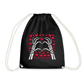 Squelette main coeur Saint-Valentin copain amour plaisir - Sac de sport léger - noir - Devant