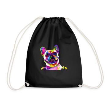 French Bulldog - Drawstring Bag - black - Front