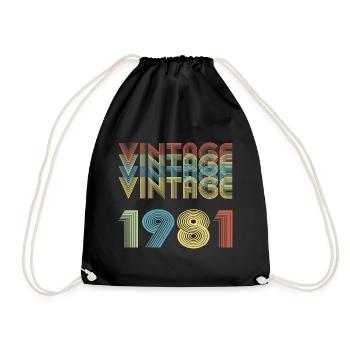 Birthday Vintage 1981 - Drawstring Bag - black - Front