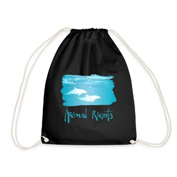 Animal Rights Dolphin Dolphins - Drawstring Bag - black - Front