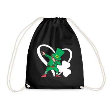 Dabbing St. Patty Kleeblatt Hut Herz - Turnbeutel - Schwarz - Vorne