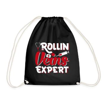 Rollin Veins Expert Phlebotomist Phlebotomy - Drawstring Bag - black - Front