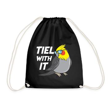 Tiel With It Funny Cockatiel Bird Parrot - Drawstring Bag - black - Front
