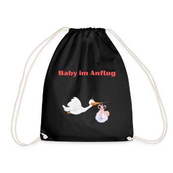 Baby im Anflug - Turnbeutel - Schwarz - Vorne