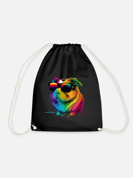 Meerschweinchen mit Sonnenbrille - Turnbeutel - Schwarz