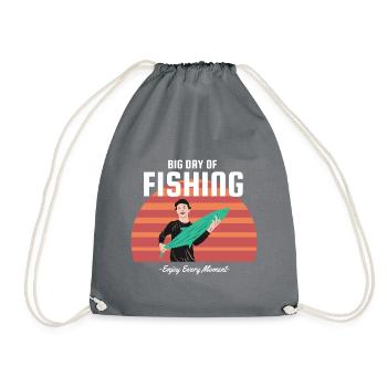 Great day of fishing, enjoy every moment - Drawstring Bag - grey - Front