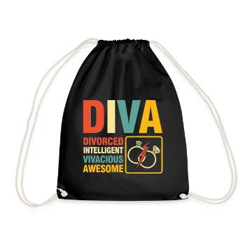 Diva Divorced Inteligent Vivacious Awesome - Turnbeutel - Schwarz - Vorne