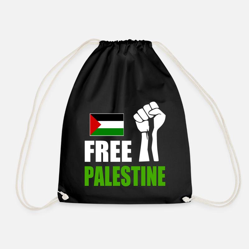 Free palestine - Drawstring Bag - black