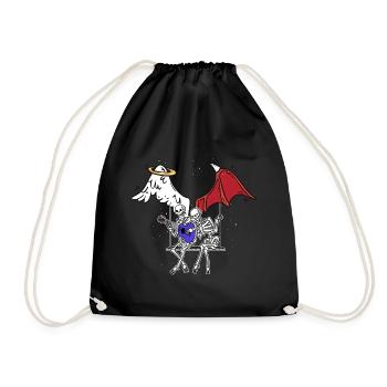 Angel Devil Skeleton Horror Fantasy Dark Musician - Drawstring Bag - black - Front