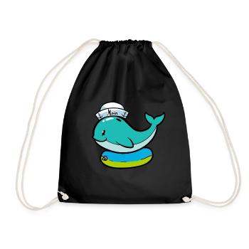 Baby Wal Fisch Meeressäuger schwimmen Kind - Turnbeutel - Schwarz - Vorne