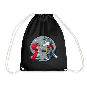 Rotkäppchen Wolf Märchen Kinder Blume Märchenfigur - Turnbeutel - Schwarz - Vorne