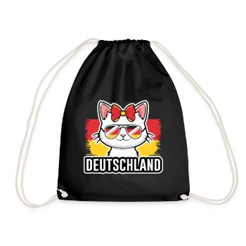 Deutschland Katze Fußball Katzenliebhaber - Turnbeutel - Schwarz - Vorne