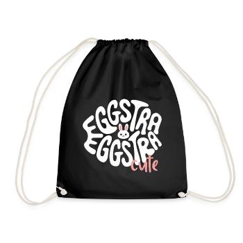 Eggstra cute bunny cute Easter bunny egg hunt - Drawstring Bag - black - Front