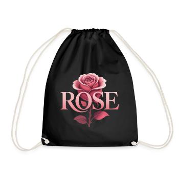 Rose - Cool Botanical Logo - Drawstring Bag - black - Front