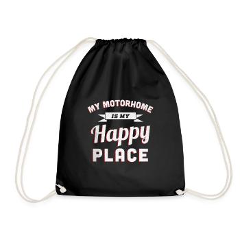 Mein Wohnmobil ist mein Happy Place - Turnbeutel - Schwarz - Vorne