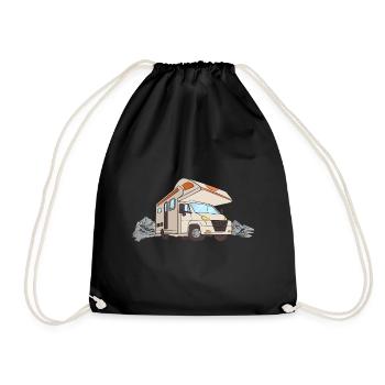 Vintage RV Camper van Illustration | Motorhome - Sac de sport léger - noir - Devant