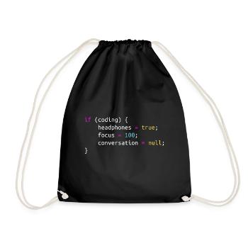 Funny gift for Programmer Headphones while Coding - Drawstring Bag - black - Front