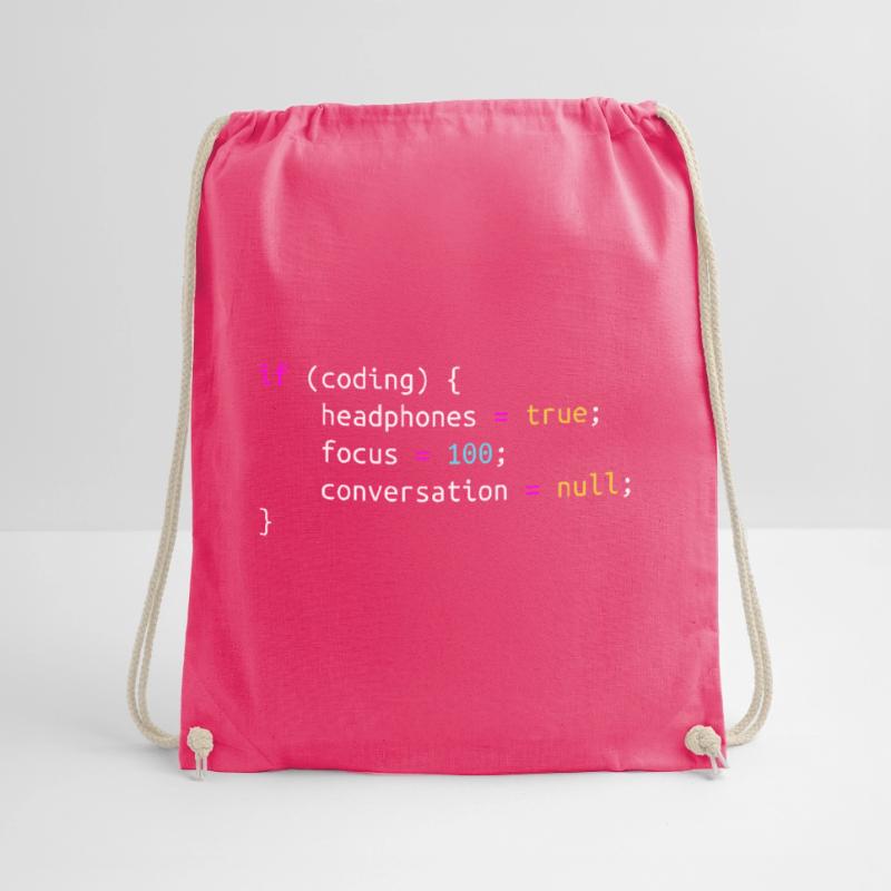Funny gift for Programmer Headphones while Coding Drawstring Bag