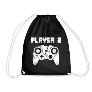Player 2 PartnerLook Gift - Drawstring Bag - black - Front