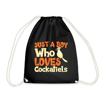 Just A Boy Who Loves Cockatiels Cockatoo Parrot - Drawstring Bag - black - Front