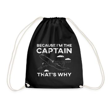 Airplane Pilot Fly Captain Therefore I Gift - Drawstring Bag - black - Front