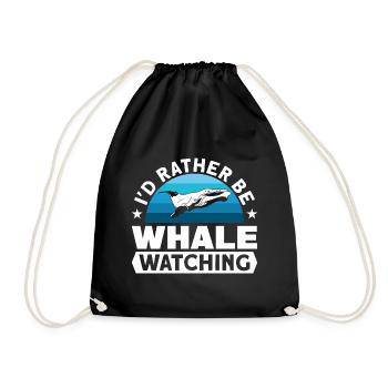 Whale Watching Whale Watching Orca Blue Whale - Drawstring Bag - black - Front
