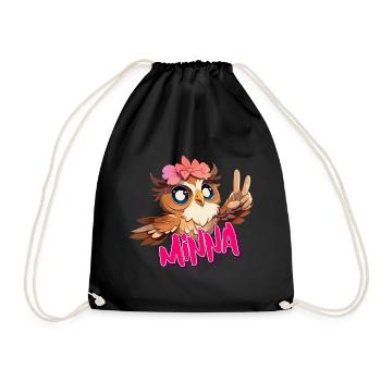 MINNA - Beau nom de fille avec un joli hibou - Sac de sport léger - noir - Devant