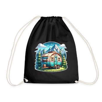 Camping Camper Caravan - Drawstring Bag - black - Front