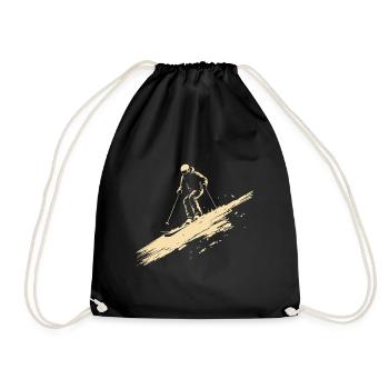 Ski Skiing Winter sports vintage - Drawstring Bag - black - Front
