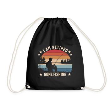 I Am Retired – Gone Fishing Vintage Sunset Design - Drawstring Bag - black - Front