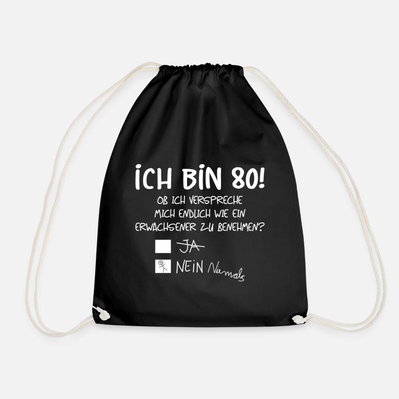 ICH BIN 80! - 80. GEBURTSTAG - Turnbeutel - Schwarz