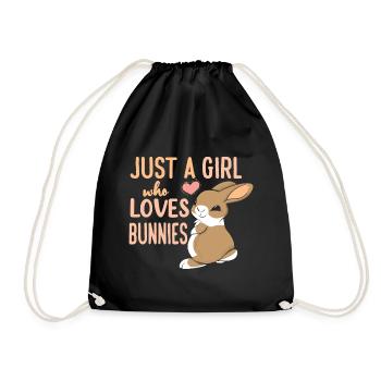 Just A Girl Who Loves Bunnies Funny Rabbit Pet - Drawstring Bag - black - Front