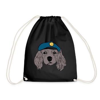 Hundekopf Cop Polizei Polizist Hunde Blaulicht Job - Turnbeutel - Schwarz - Vorne